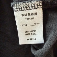 Buck Mason New Slub Curved Hem T Shirt Mens Small Black Short Sleeve USA