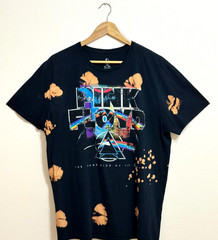 Pink Floyd Dark Side The Moon Shirt XL Custom Bleach Acid Wash Grunge Band Tee