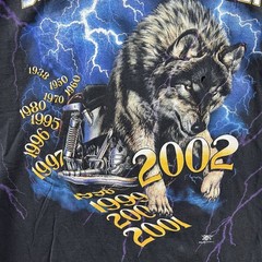 Vintage Sturgis Shirt Mens Large Black Purple Lightning Wolf Biker Rally AOP