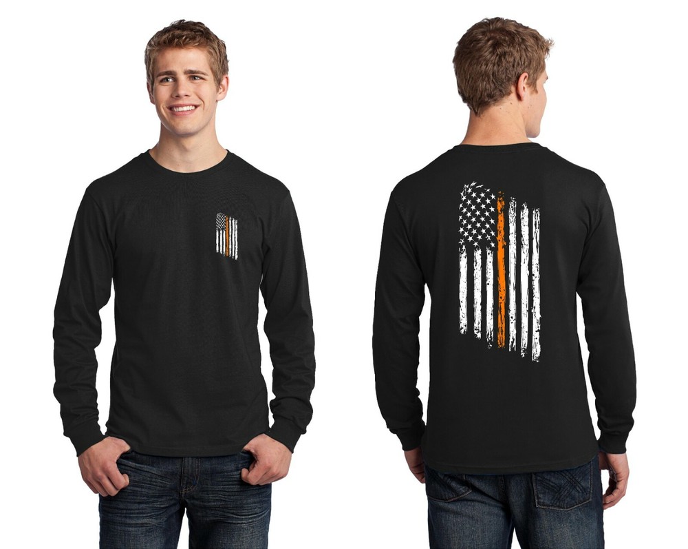 Thin Orange Line American Flag Search Rescue SAR Coast Guard Long Sleeve Shirt