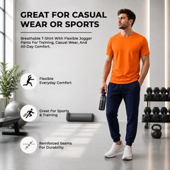 BILLIONHATS 24 Pack 12 Mens Jogger Pants & 12 Assorted T-Shirts, Bulk Wholesale