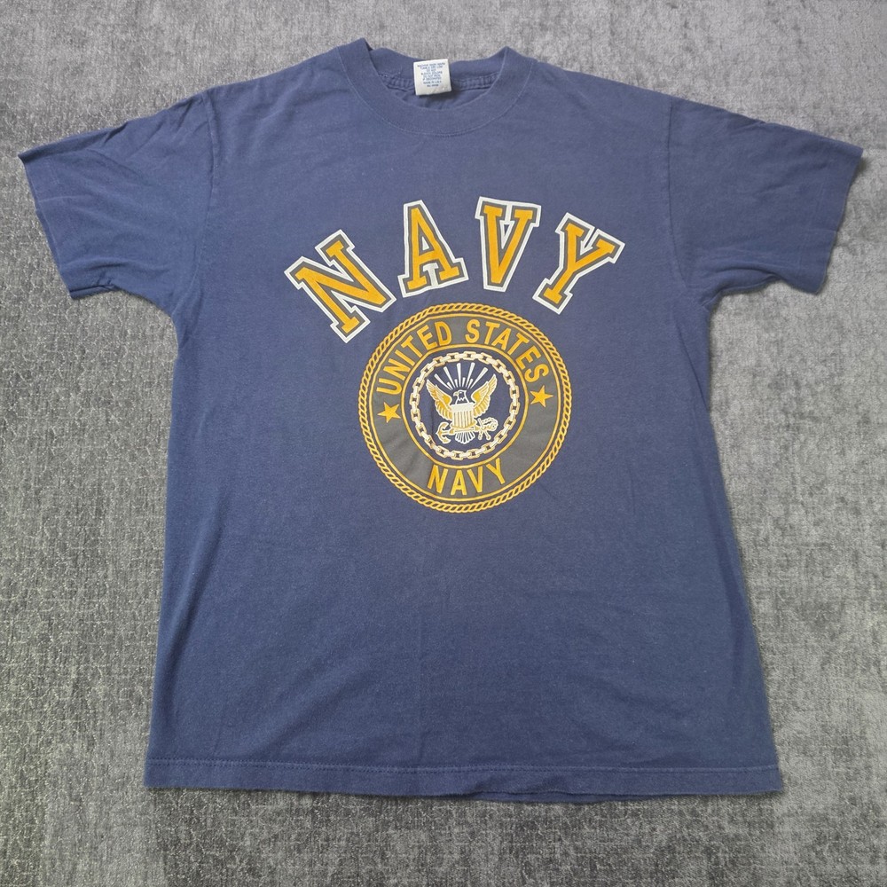 Vtg 90s Soffe’s Choice US Navy Double Sided T Shirt Medium Blue Single Stitch M