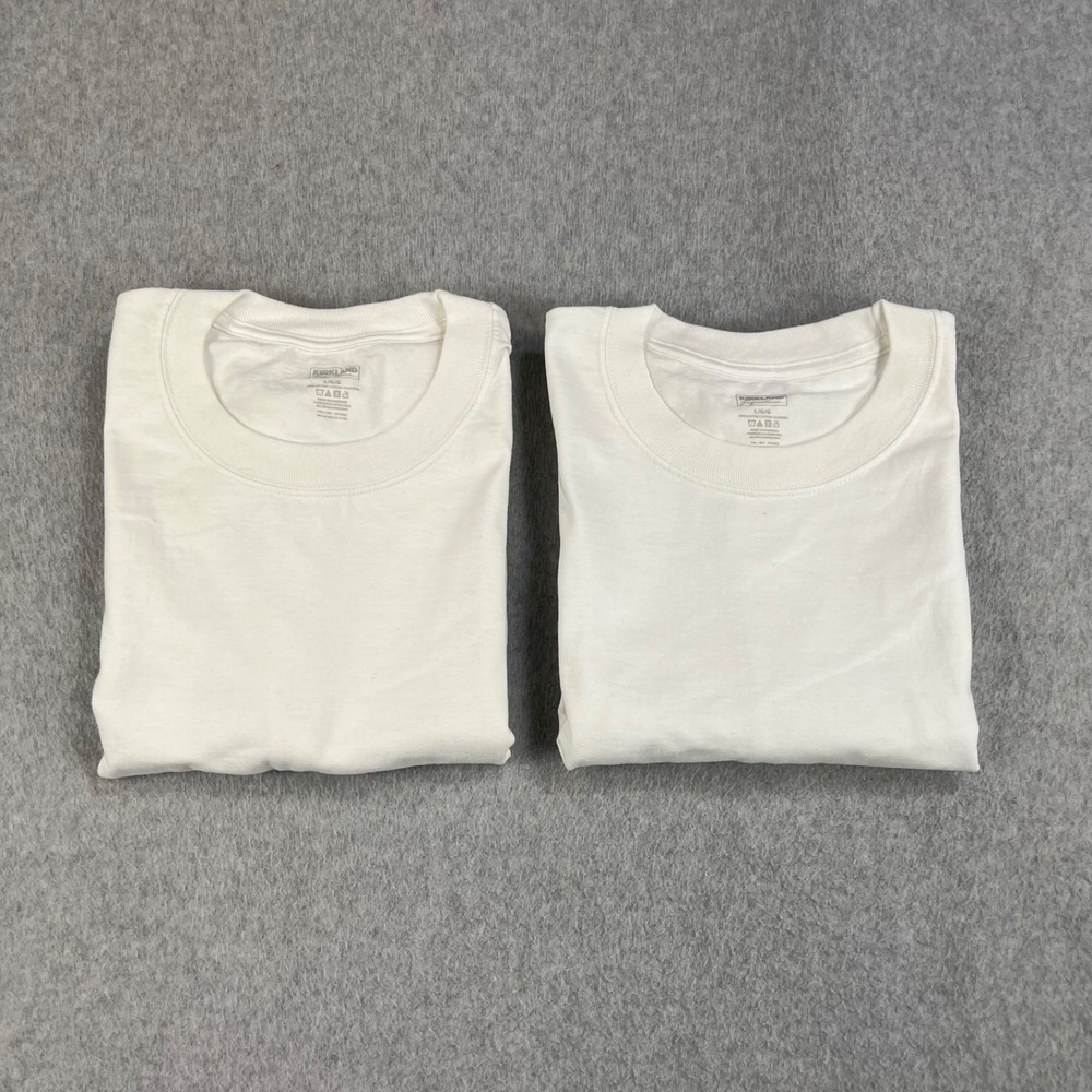 Kirkland Signature Heavyweight Cotton T Shirt Mens Large White Lot Of 2 Blank