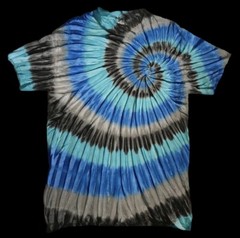 *New* 2XL – Sm Handmade Tie Dye, Carbon Blue Offset Spiral, Crew or V-Neck