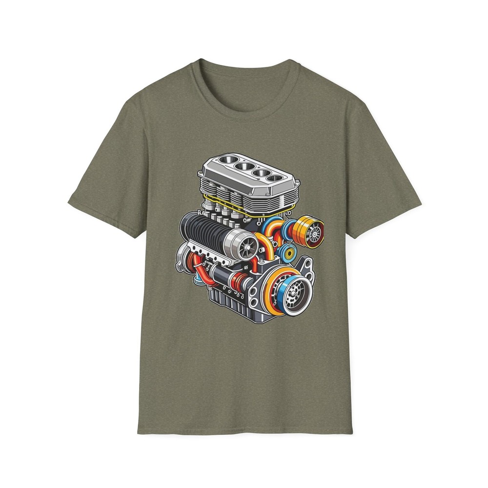 Engine Illustration T-Shirt, Car Enthusiast Tee, Multiple Colors