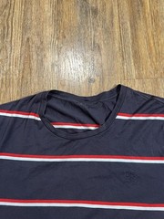 Burberry Cotton Crewneck Logo T-Shirt Mens Large Blue Striped
