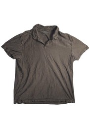 Calvin Klein Jeans Short Sleeve V-Neck Collared Shirt Dark Gray Speckle