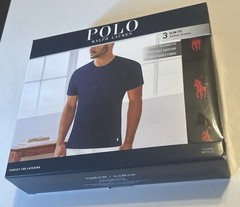 New 3 Pack, Polo Ralph Lauren Men’s Black Slim Fit Crew-Neck T-Shirts Size XL