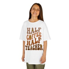 Half Coffee Half Teacher Groovy Wavy T-Shirt