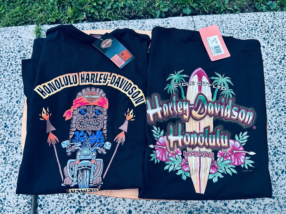 NEW! Lot of 2 HARLEY DAVIDSON MOTORCYCLES 2014 Honolulu Hawaii T Shirt XL nwt