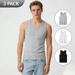 1/3 Pack Four Seasons Men’s Cotton Joker Vest Teenagers Simple Fit Sports.