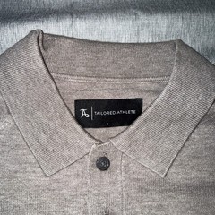 Athletic Fit Knitted Polo Shirt In Neutral-Large -Brand- Tailored Athlete