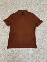 Express T Shirt Mens Medium Red Rust Orange Short Sleeve Ribbed Checkered