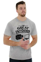 Funny Video Game The Great Indoors Introvert Mens Casual Crewneck T Shirts Tees