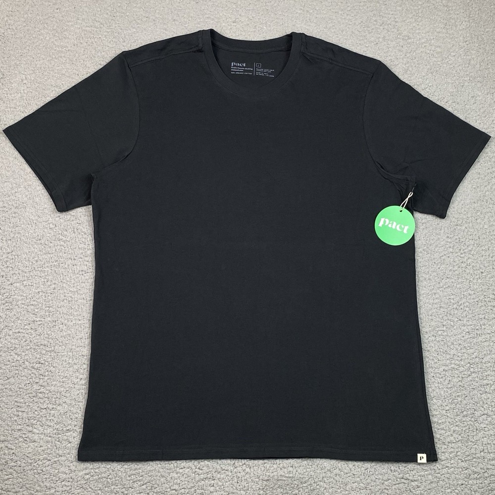 NWT Pact Organic T Shirt Men’s Size L Black Short Sleeve Crewneck Cotton Large