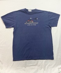Life Is Crap Motorcycle T-Shirt. Blue, Size L