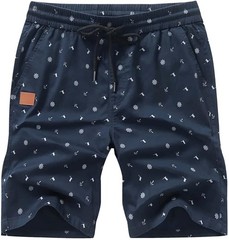 JMIERR Mens Casual Shorts – Cotton Drawstring X-Large, U Coconut Tree Blue2