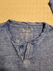 Lucky Brand Venice Burnout Mens M Long Sleeve Henley Shirt Blue NWT