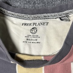 Free Planet Striped T-Shirt Size M Multicolor Cotton NYC to Malibu Casual Tee