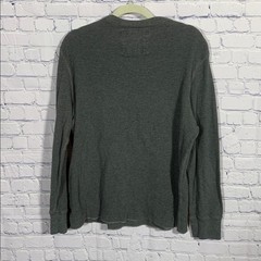 American Eagle Mens Y2K Thermal Crewneck Tee Gray Yellow Sz XL 90s Casual Cotton