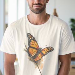 Monarch Butterfly Graphic Tee Orange Black Nature Art Print