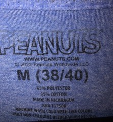 PEANUTS Snoopy Blue Men’s Size Medium (38/40) Graphic T-Shirt Short Sleeve