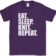 Eat Sleep Knit Repeat Knitting T-Shirt Yarn Hobby Stitch Craft Gift Tee