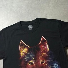 Y2K Great Wolf Lodge Neon Wolf Cyber Tee Black Cotton Men’s Used