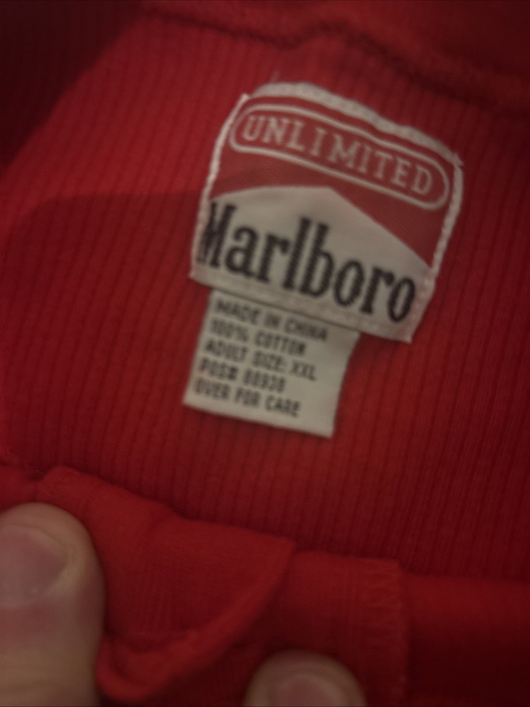 VINTAGE Marlboro Unlimited T Shirt Mens 2XL XXL Red Thermal Henley NWOT