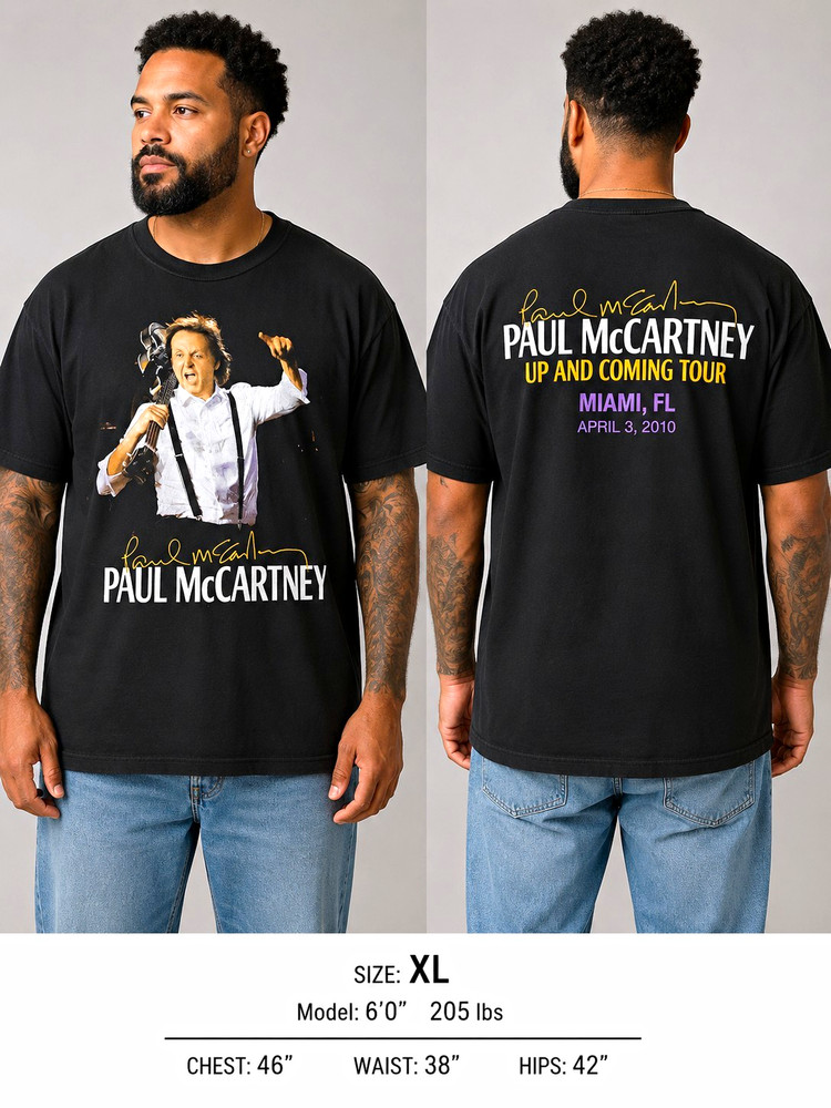 Paul McCartney Up and Coming Tour Miami FL 4/3/2010 Black Graphic Tee XL