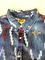 Foundry Men’s 3XLT Super Plush Aztec Prints Denim Button Down Long Sleeve Shirt