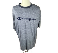 Champian Mens Shirt Two Xtra Large Appliqued Script Logo Easy Care Stretch Blue