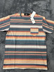 Ralph Lauren Double RL (RRL) Striped Turquoise Pocket T-Shirt- Size Medium
