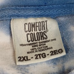 Comfort Colors Mens T-Shirt 2XL Blue White Tie Dye Heavyweight 100% Cotton Tee