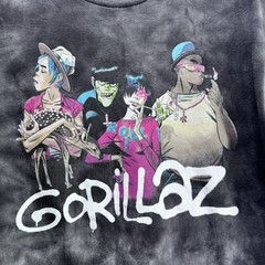 Vintage Gorillaz Tie-Dye T-Shirt L Graphic Cartoon Band Print Black Gildan Y2K