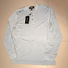 RLX Ralph Lauren Long Sleeve Henley T Shirt S Small Light Blue Lyocell Soft New