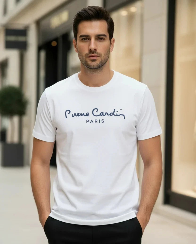 Pierre Cardin Original Men’s T-Shirt – White – Paris Logo Lettering – New