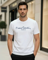 Pierre Cardin Original Men’s T-Shirt – White – Paris Logo Lettering – New