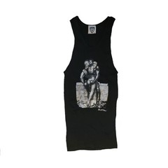 Tom of Finland T-shirts Tank Tops Gay Muscle Leather Fetish Black White Men Gray