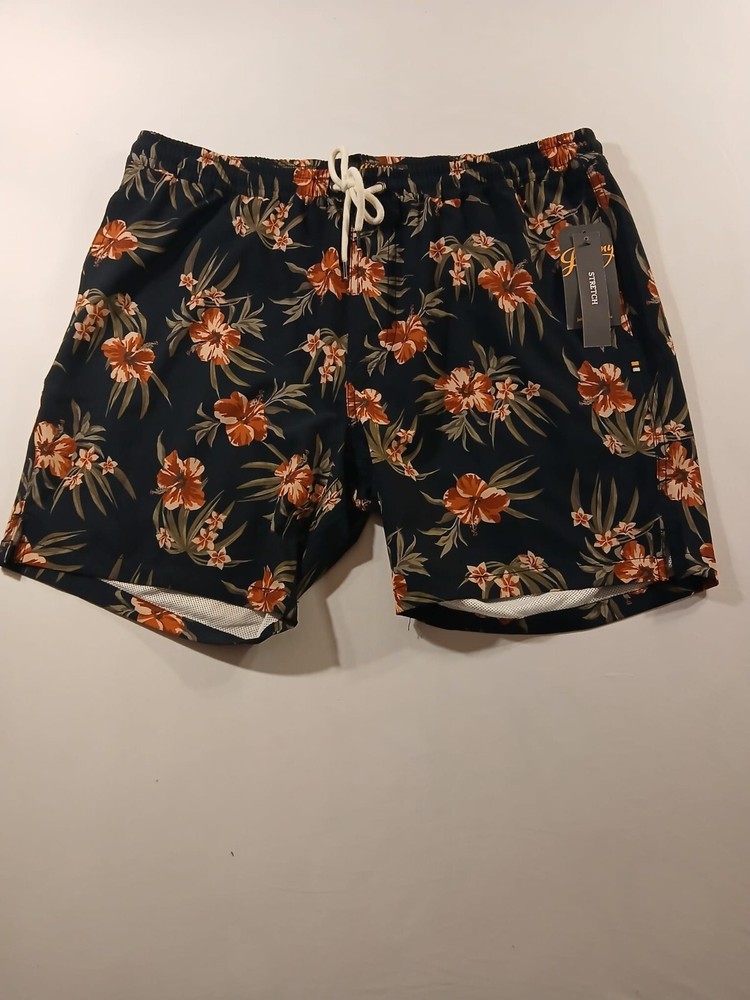 Johnny Bigg Board Short Men 38 Rust Floral Surfing Flat-Front J203SH301.RUS N126