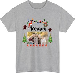 Personalised Christmas Photo T- Shirt – Custom Family Name & Photo Holiday Gift