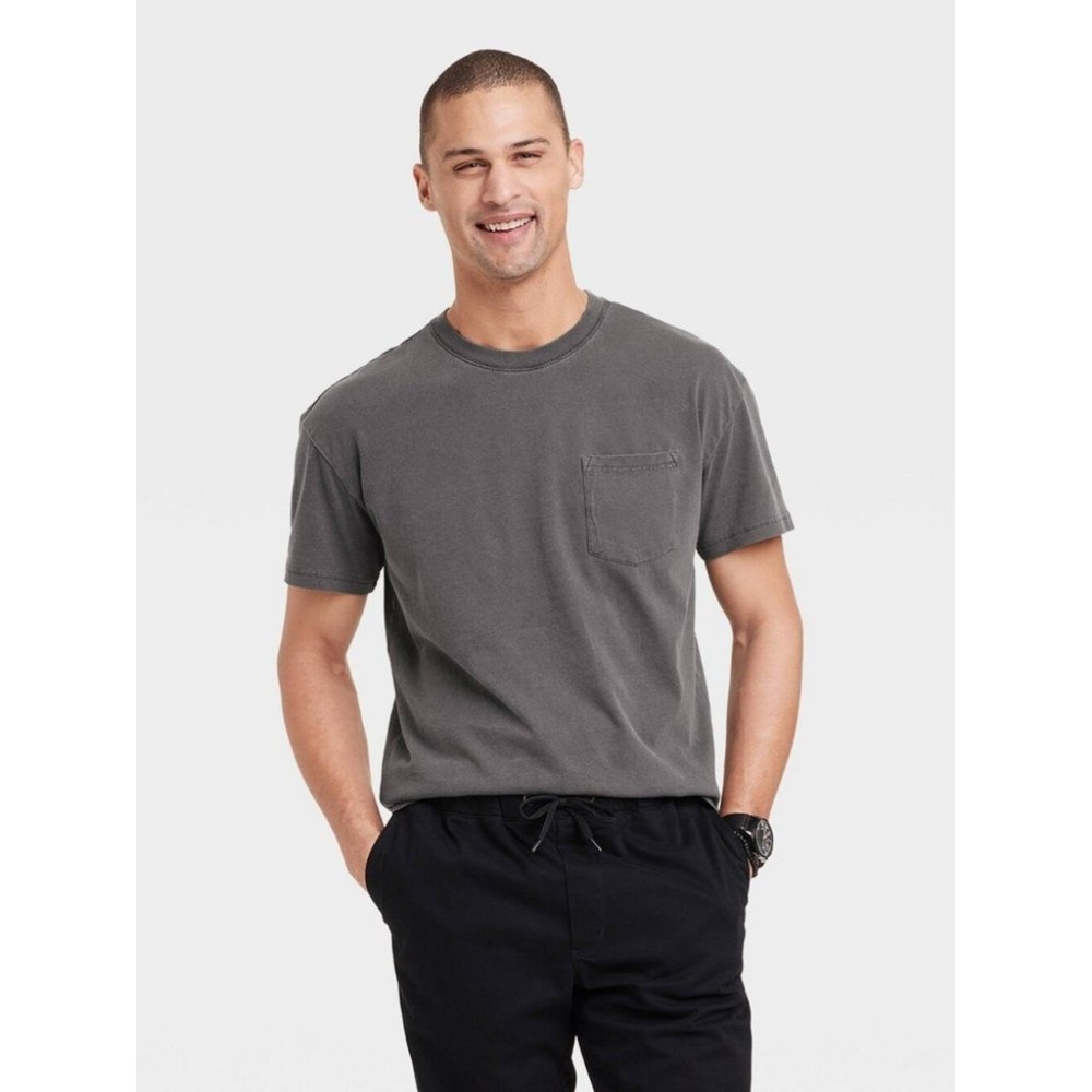 Mens Heavyweight Short Sleeve T-Shirt Goodfellow & Co Hematite XXL