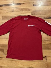 Costa Del Mar T-Shirt Red Long Sleeve 100% Cotton Men’s Medium Fishing Casual