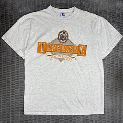 Vtg 90s Tennessee Volunteers T Shirt L Russell Athletic Back Print Distressed