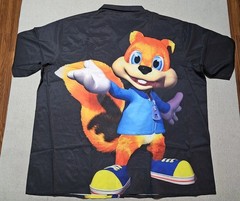 Conker’s Bad Fur Day Nintendo 64 Chalk Line Button Up Shirt Men’s Size XXXL NWT