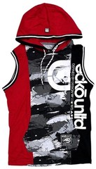 Ecko Unltd Men’s Hoodie T-Shirt Stitch Panel Sleeveless Tee in Red/Black Medium