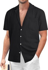 Mens Button Down Hawaiian Floral Shirt Casual Beach Vacation Tropical Top