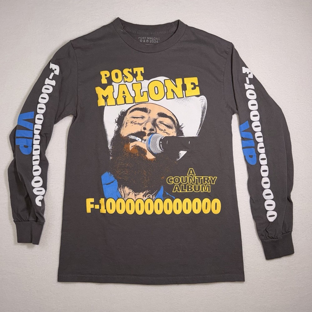 Post Malone F-1 Trillion VIP Long Sleeve Shirt Small 2024 Country Album Tee
