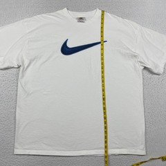 Nike T-Shirt Mens XXL White Blue Swoosh Vintage 90s Made in USA Streetwear Tee