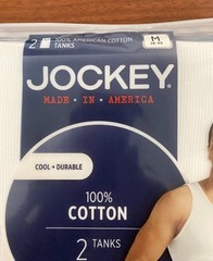 Jockey Men’s Cotton Tanks Made in America 2 Pack Size Medium New